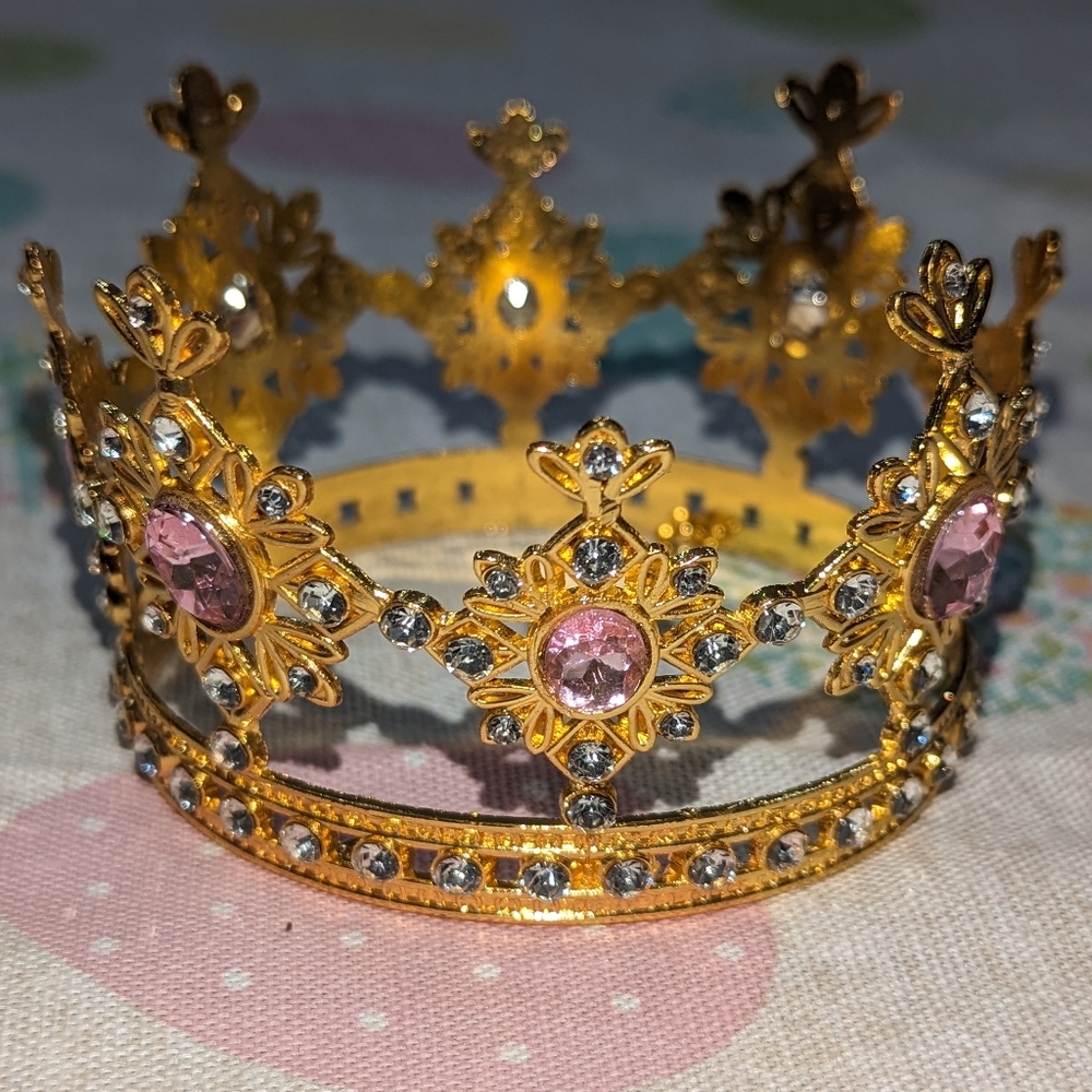 New baby small princess gold crown 👑 tiara birthday flower bouquet decor cake